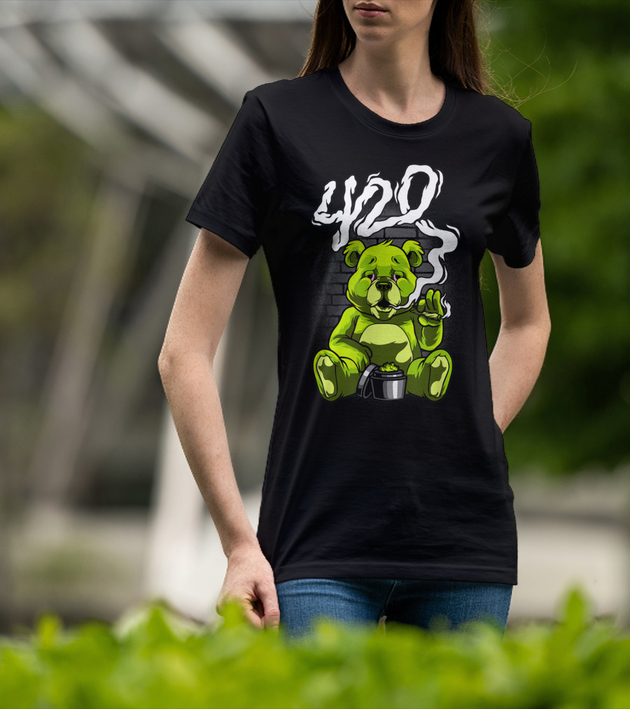 Cannabis Weed Bear Stoned Teddy 420 Joint T-Shirt