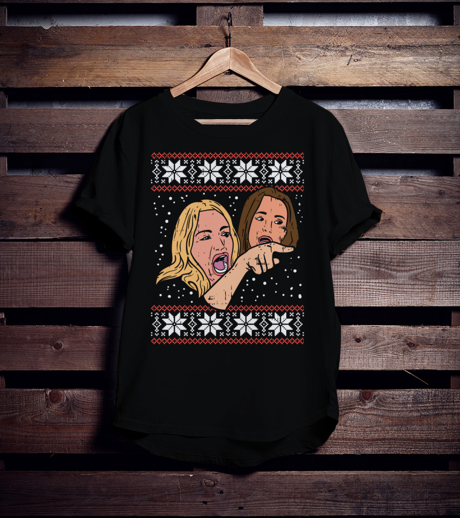 Angry Woman Yelling At Cat Meme Ugly Christmas T-Shirt