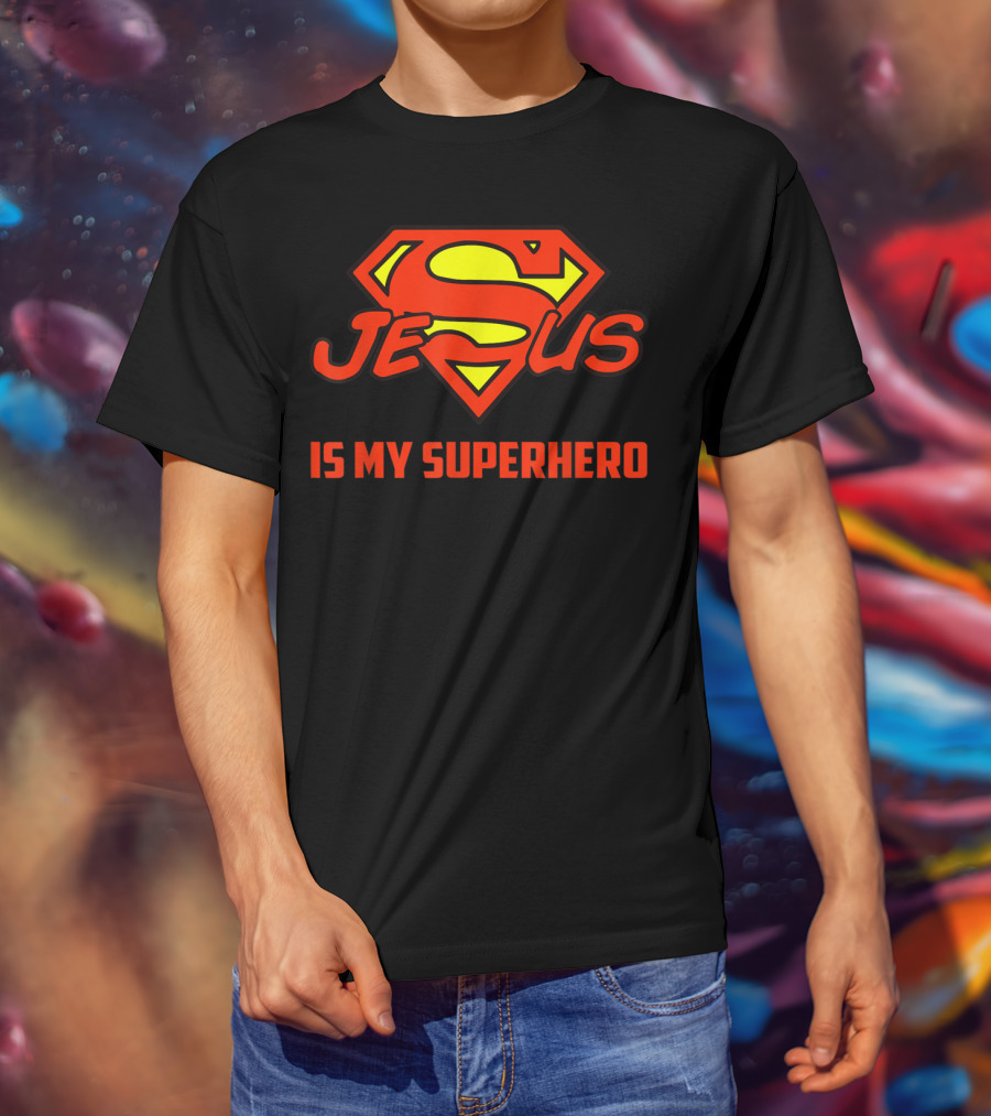 Jesus Is My Superhero Superman Logo Style Christian T-Shirt