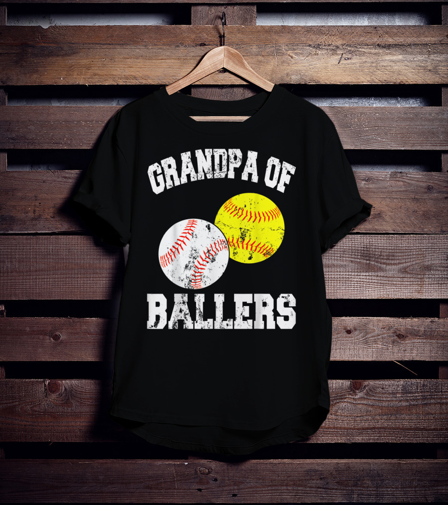 Grandpa Of Ballers Funny Baseball Softball T-Shirt