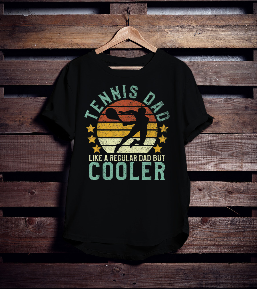 Tennis Dad Like A Regular Dad But Cooler Retro Sunset T-Shirt