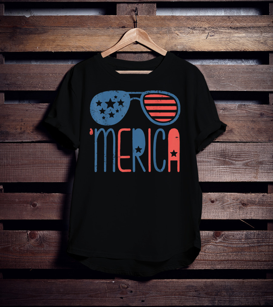 'Merica Patriotic Flag Stars And Stripes Aviators T-Shirt