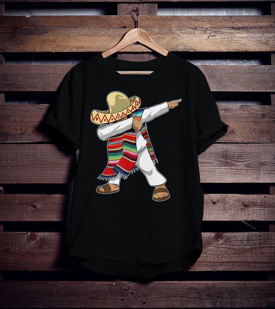 Mexican Poncho Dabbing Sombrero Cinco De Mayo T-Shirt