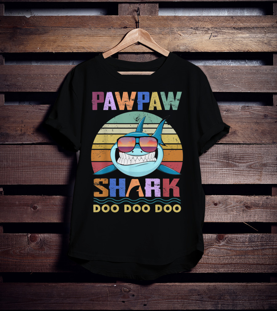 PAWPAW SHARK DOO DOO DOO Retro Sunglasses Sunset T-Shirt