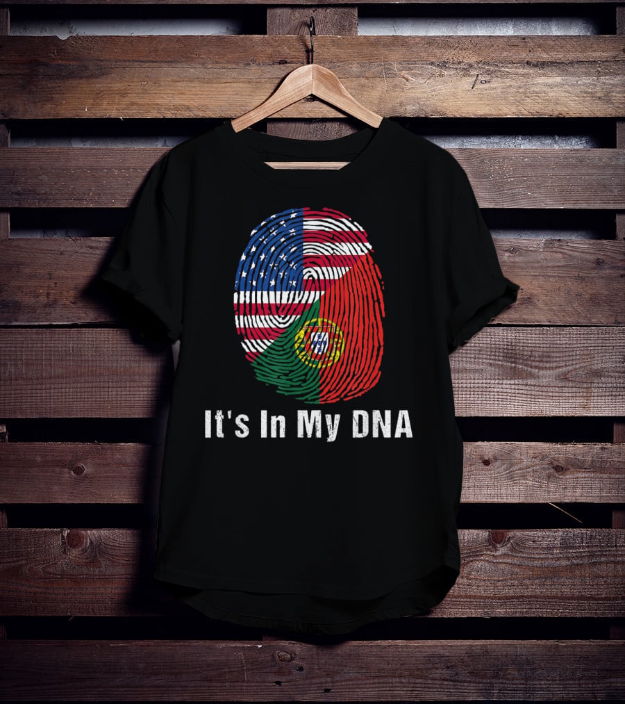 Portugal Flag USA Flag It's In My DNA Fingerprint T-Shirt
