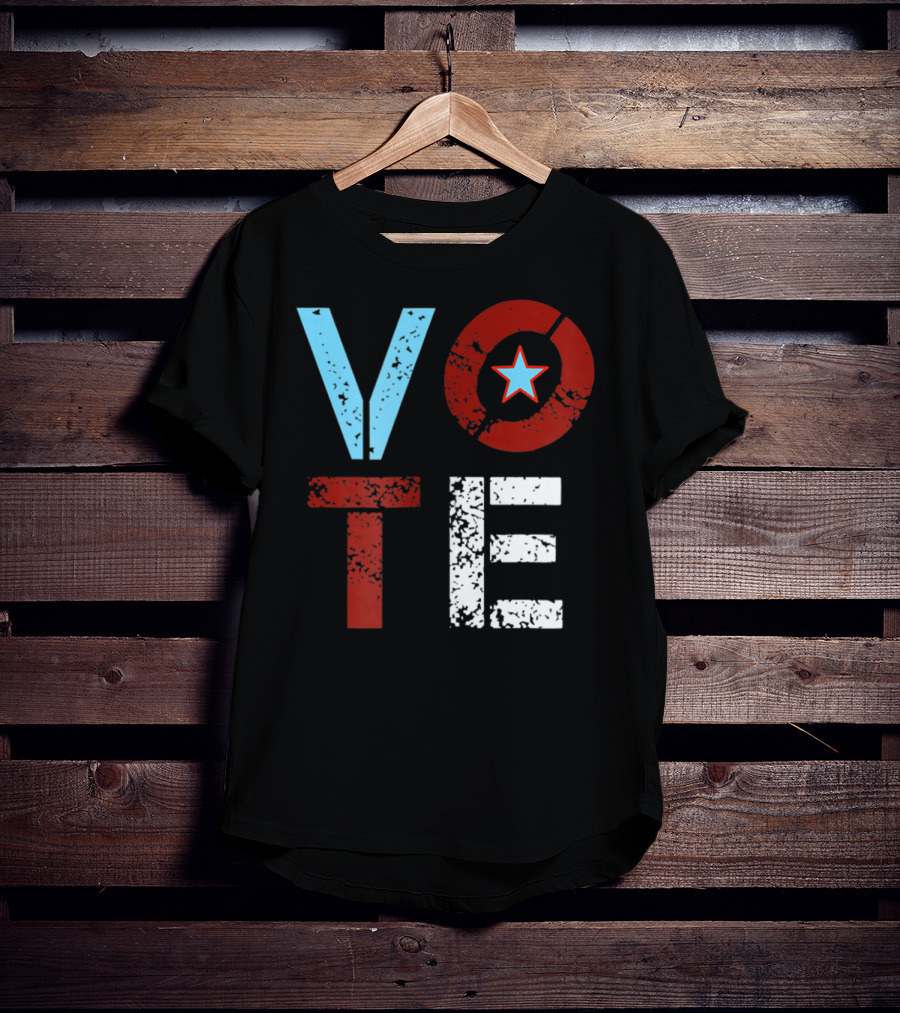 Vote With Retro Star In Circle T-Shirt