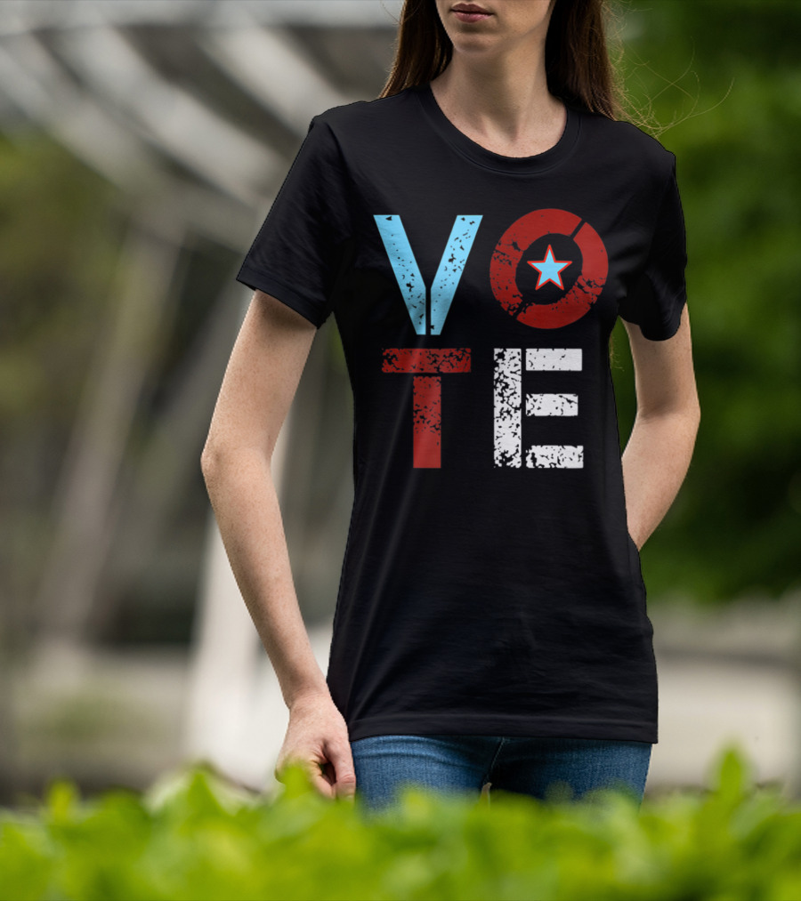 Vote With Retro Star In Circle T-Shirt