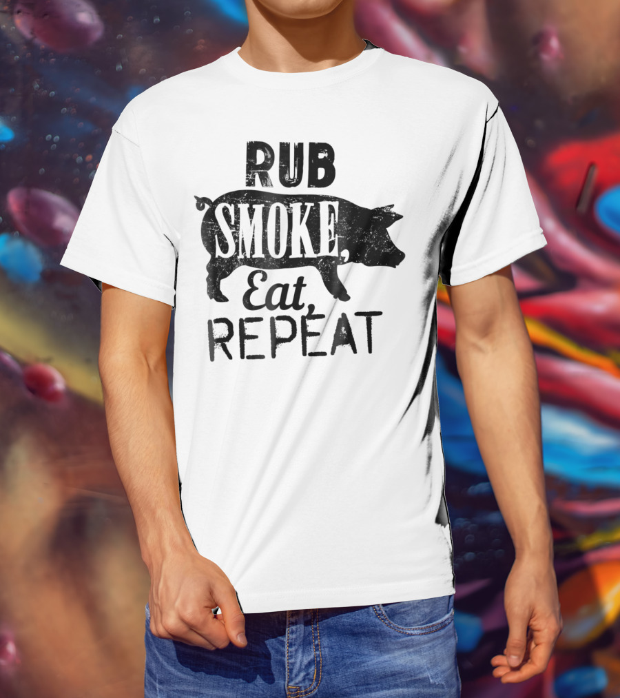 Rub Smoke Eat Repeat BBQ Pig T-Shirt