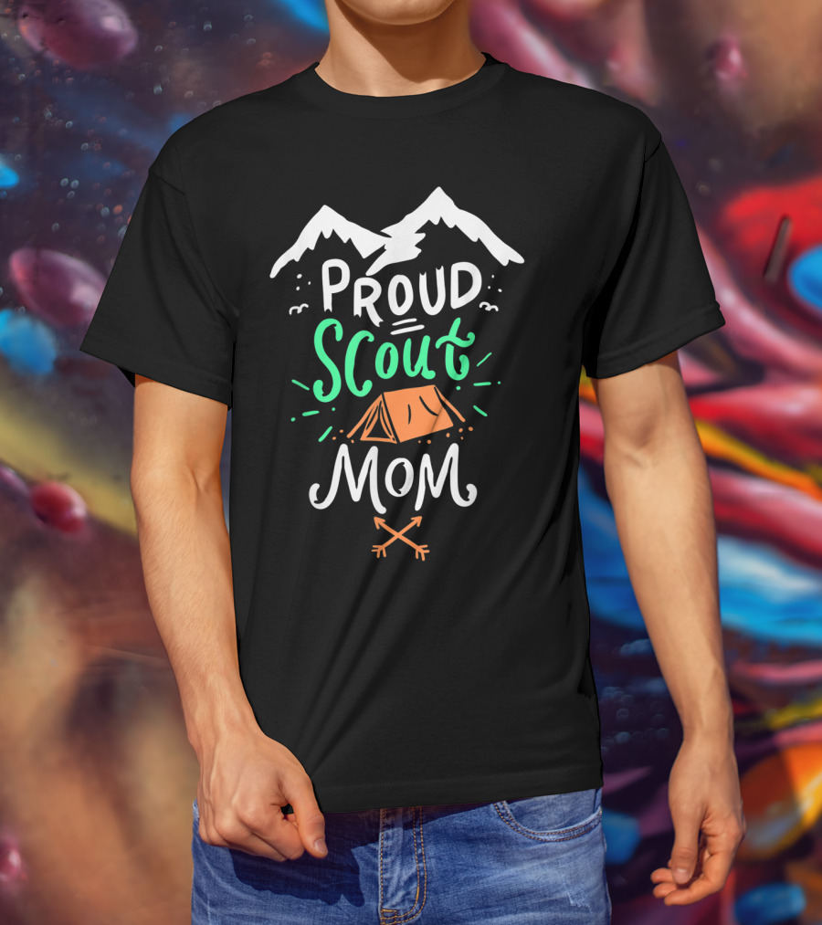 Proud Scout Mom Camping Leader Mountain Adventure T-Shirt