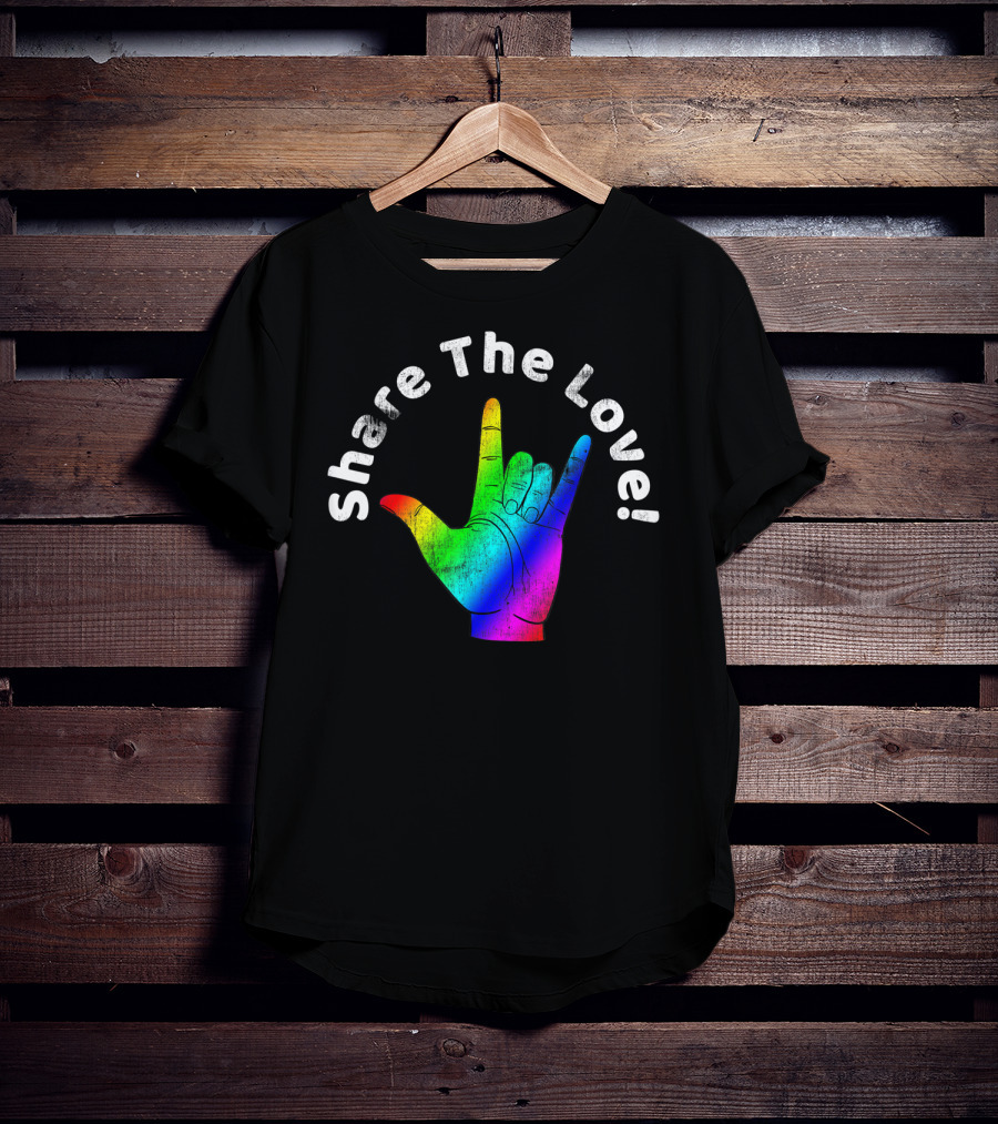 Share The Love Sign Language Rainbow Vintage Hand T-Shirt