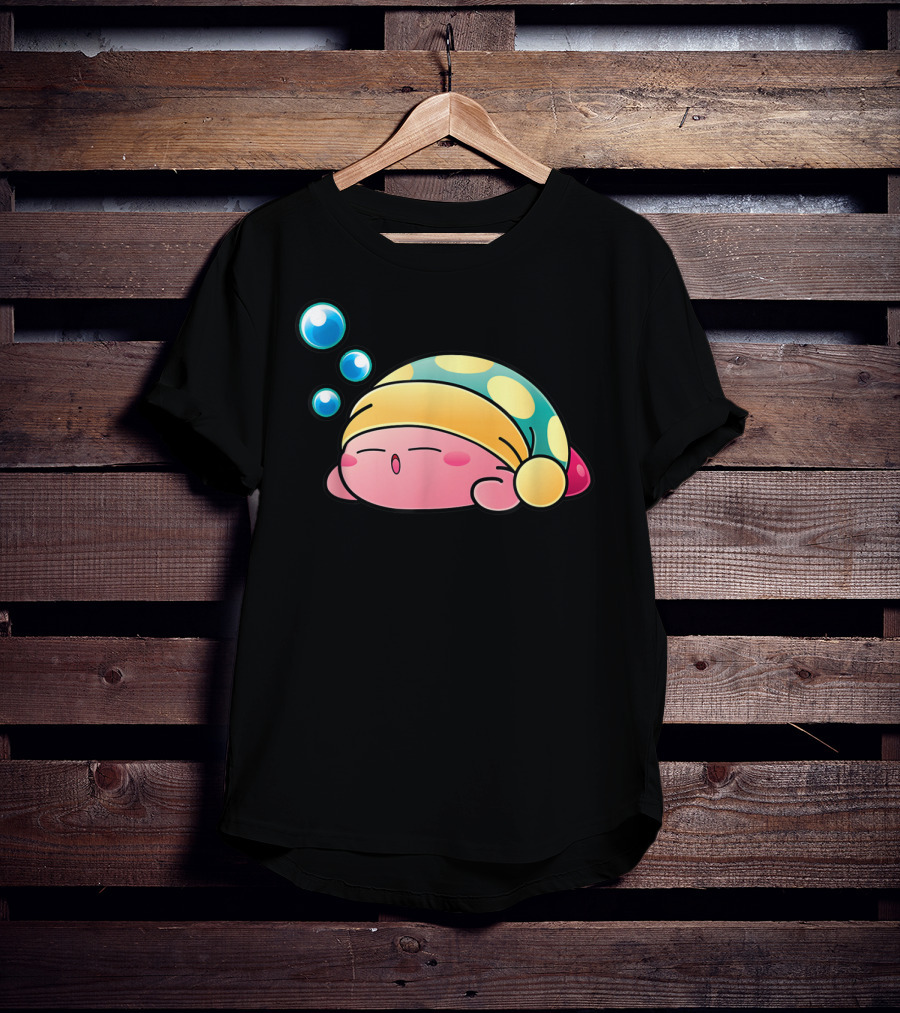 Sleeping Kirby Nightcap Bubbles T-Shirt