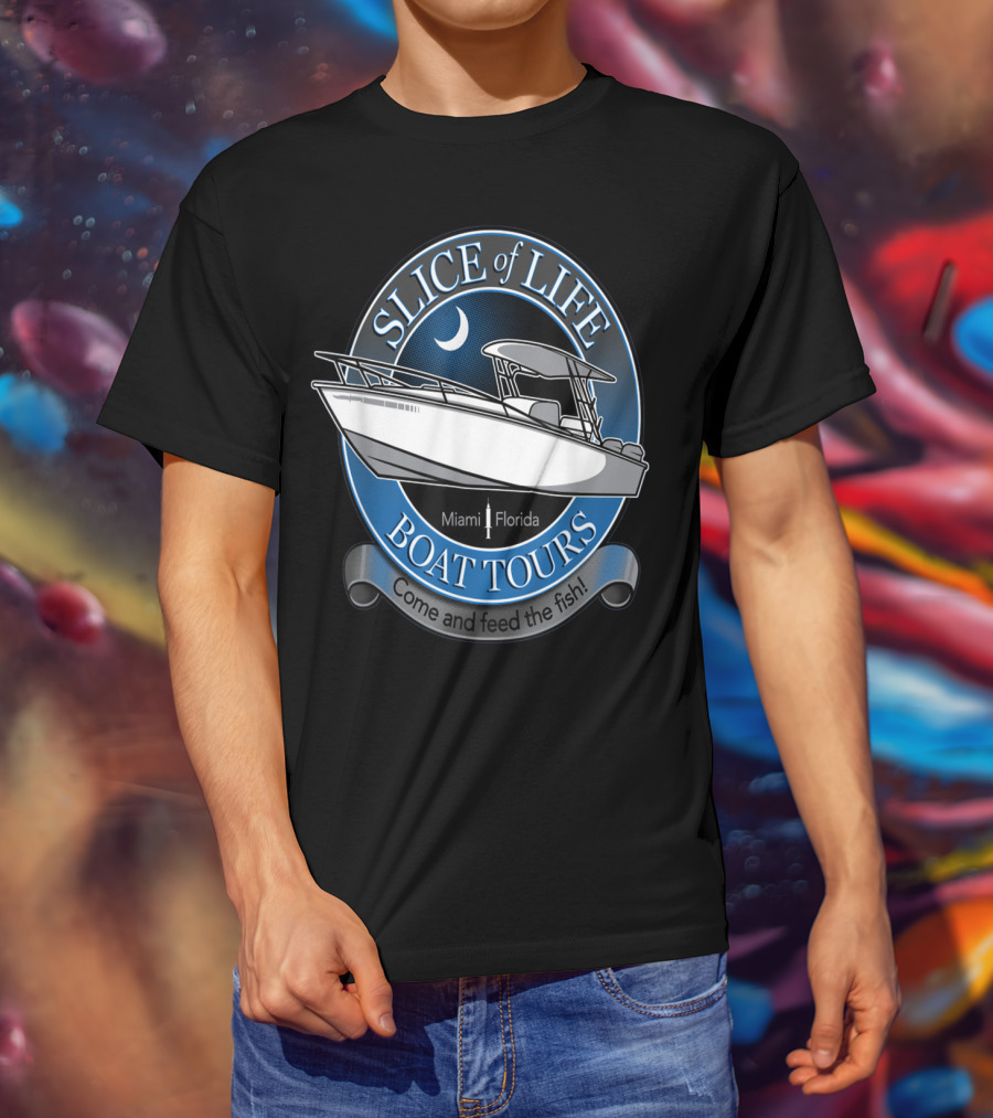 Slice Of Life Boat Tours Miami Florida Come And Feed The Fish T-Shirt