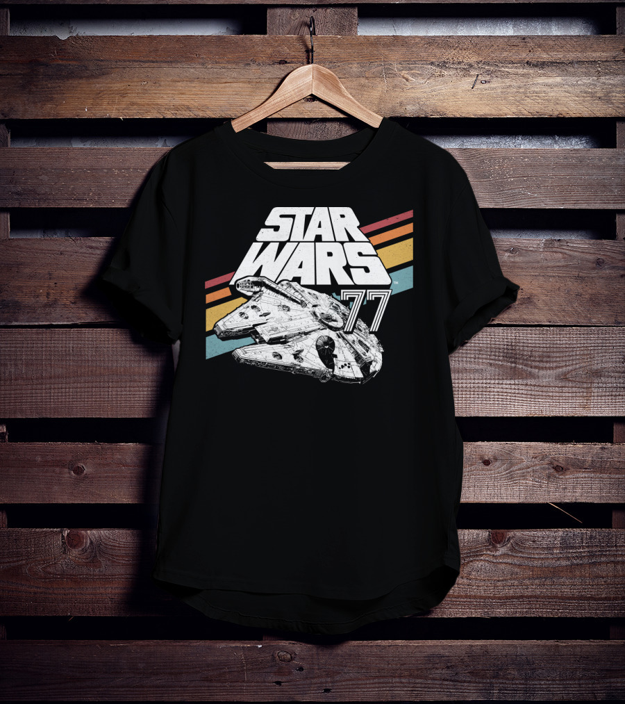 Star Wars 77 Millennium Falcon Rainbow Stripes T-Shirt