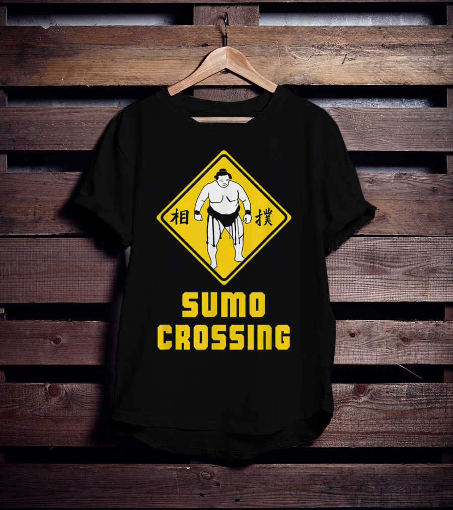 Sumo Crossing Sign Sumo Wrestling Iconic Warning Japan T-Shirt