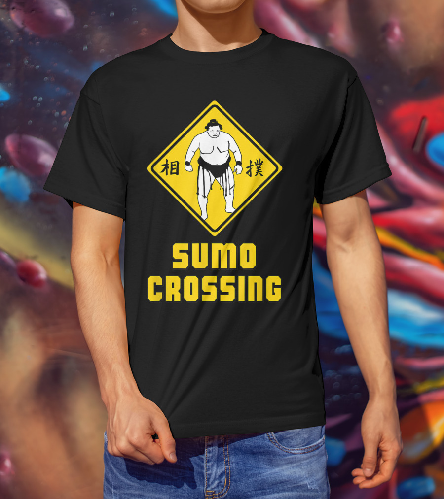 Sumo Crossing Sign Sumo Wrestling Iconic Warning Japan T-Shirt