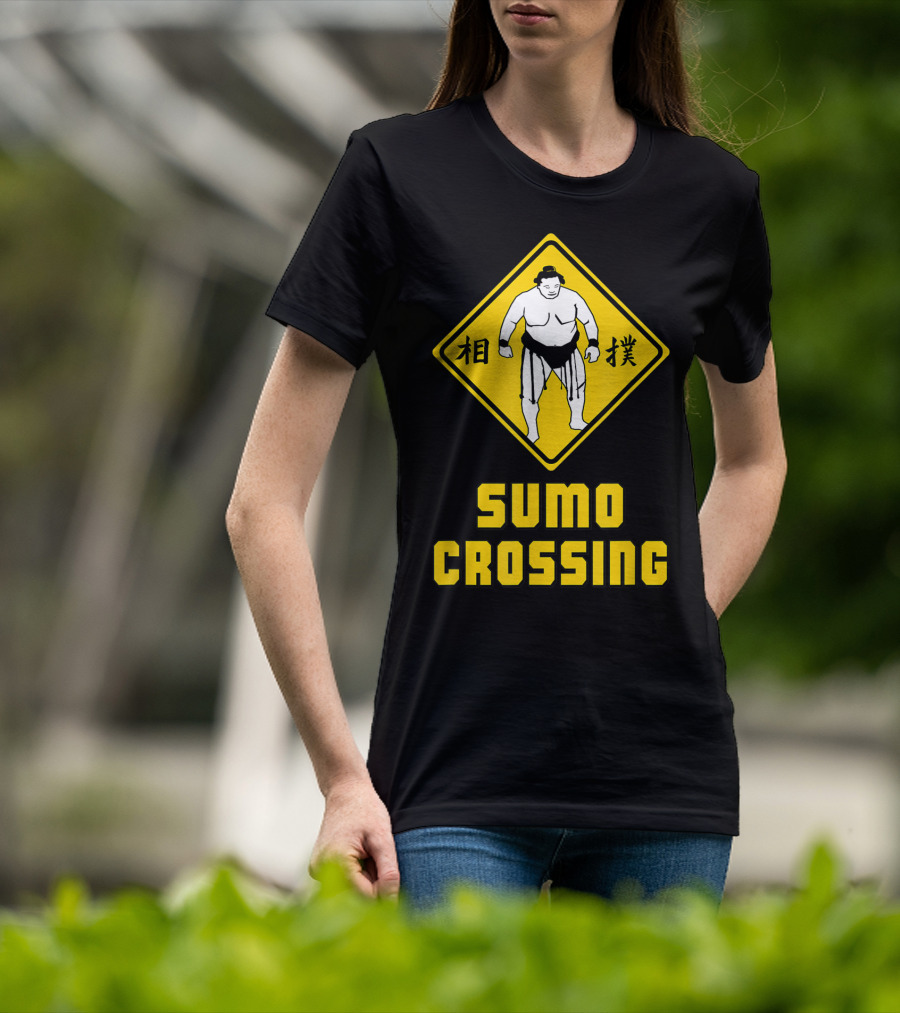 Sumo Crossing Sign Sumo Wrestling Iconic Warning Japan T-Shirt