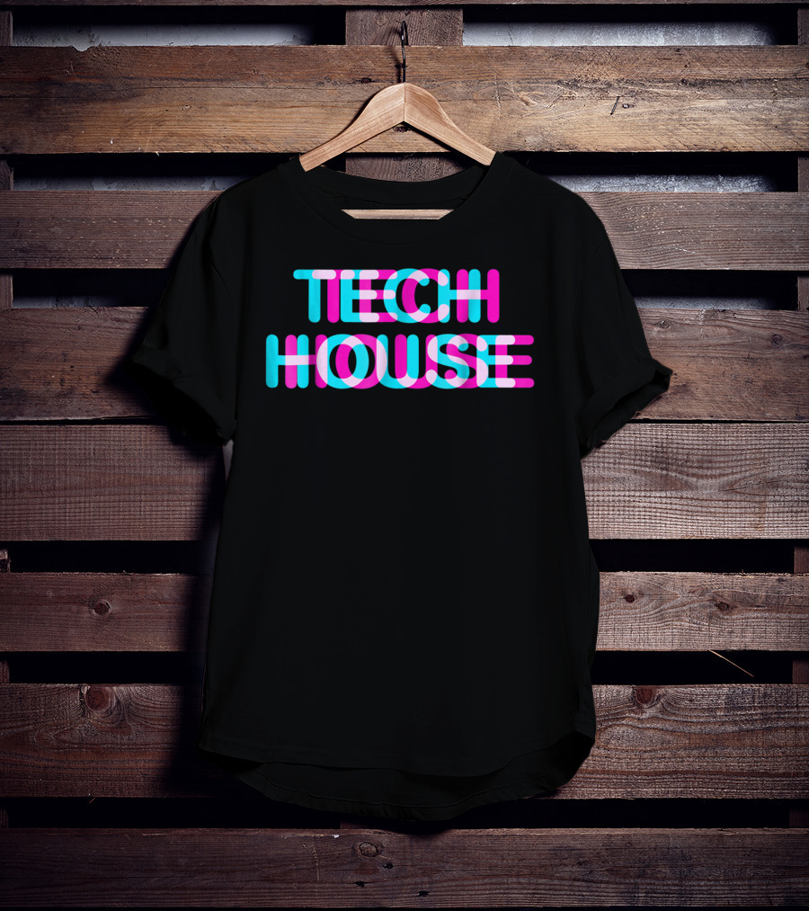 Tech House 3D Discotheque Music Retro Neon T-Shirt