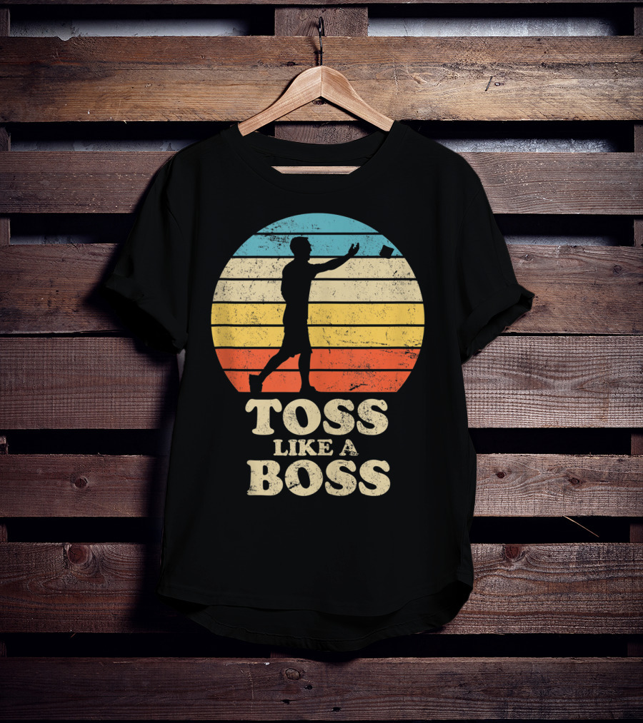 Toss Like A Boss Vintage Sunset Cornhole T-Shirt