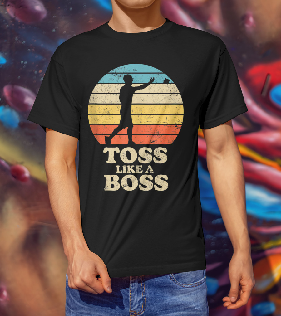 Toss Like A Boss Vintage Sunset Cornhole T-Shirt