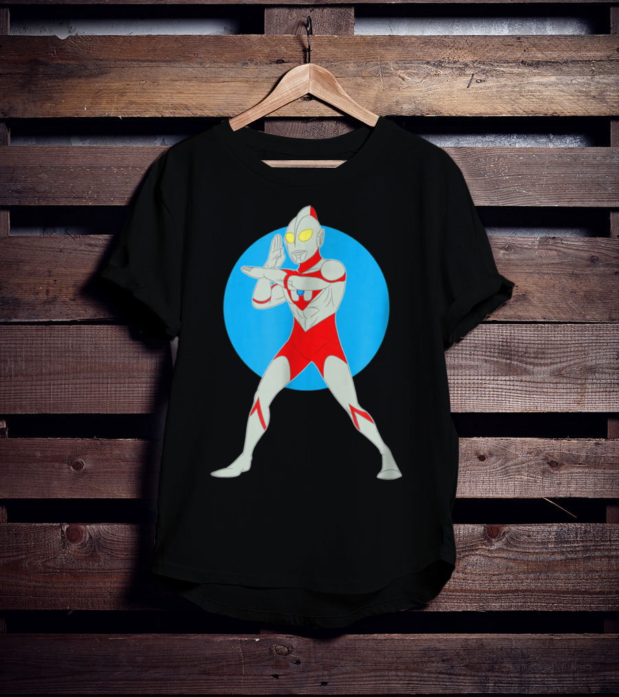 Ultraman Standing Pose With Blue Circle Background T-Shirt