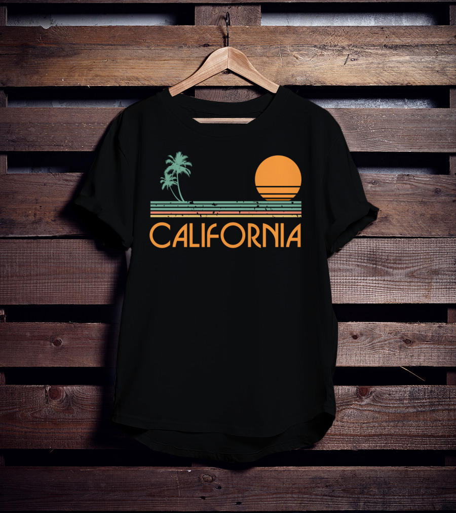 California Retro Sunset Palm Beach Vintage T-Shirt