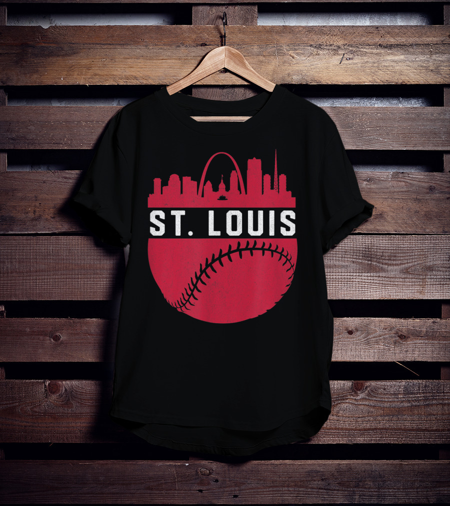Vintage St Louis Missouri Skyline Baseball Arch T-Shirt