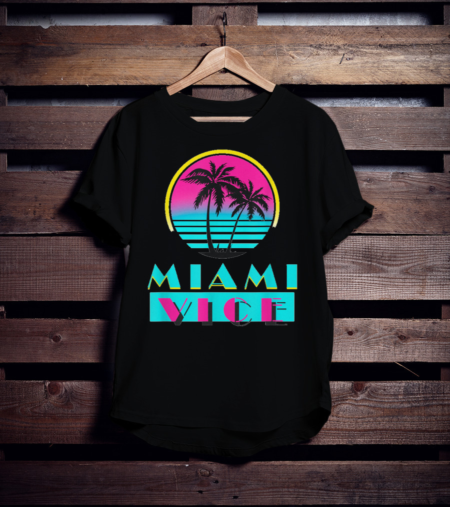 Miami Vice Vintage Florida Cityscape Retro Palm Sunset T-Shirt