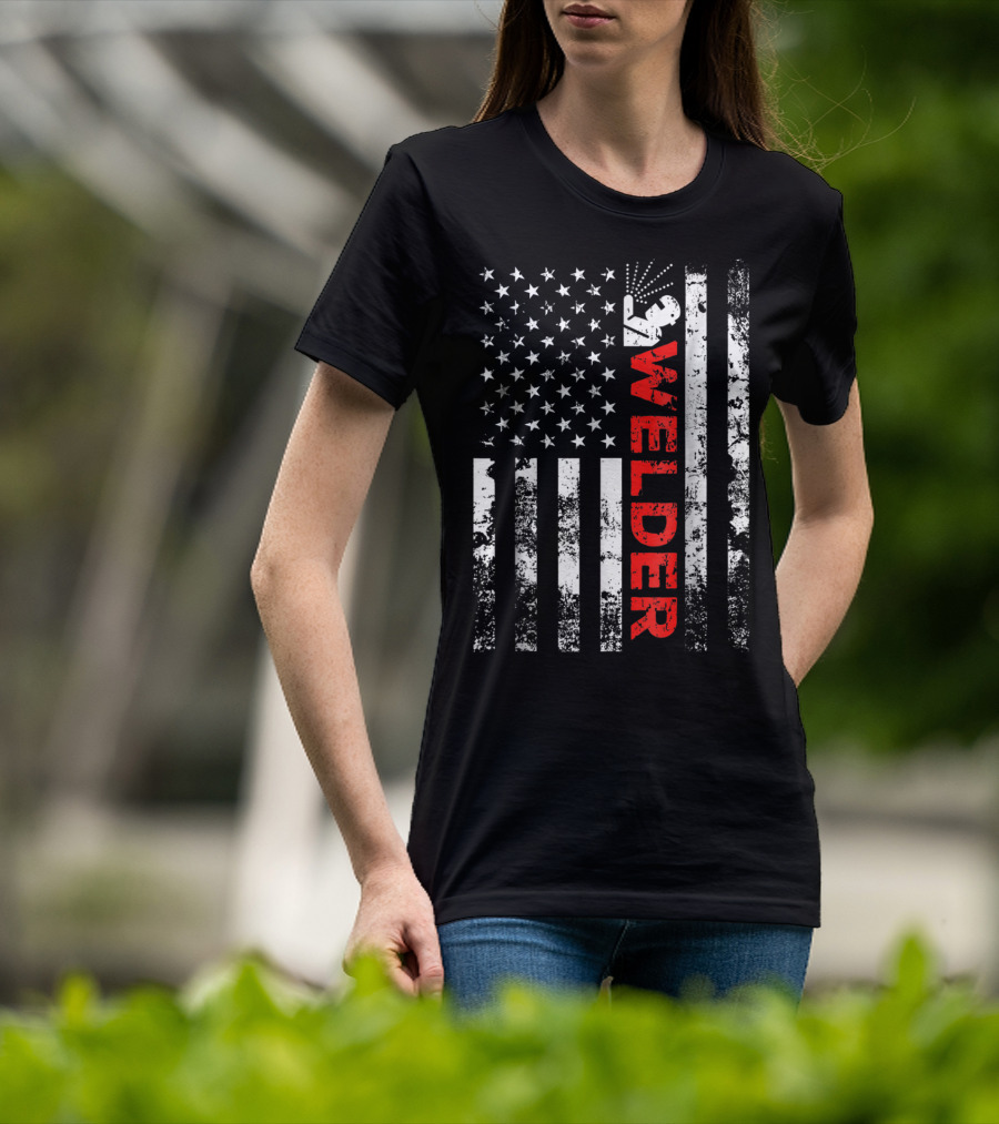 Welder USA Vintage American Flag Welding T-Shirt