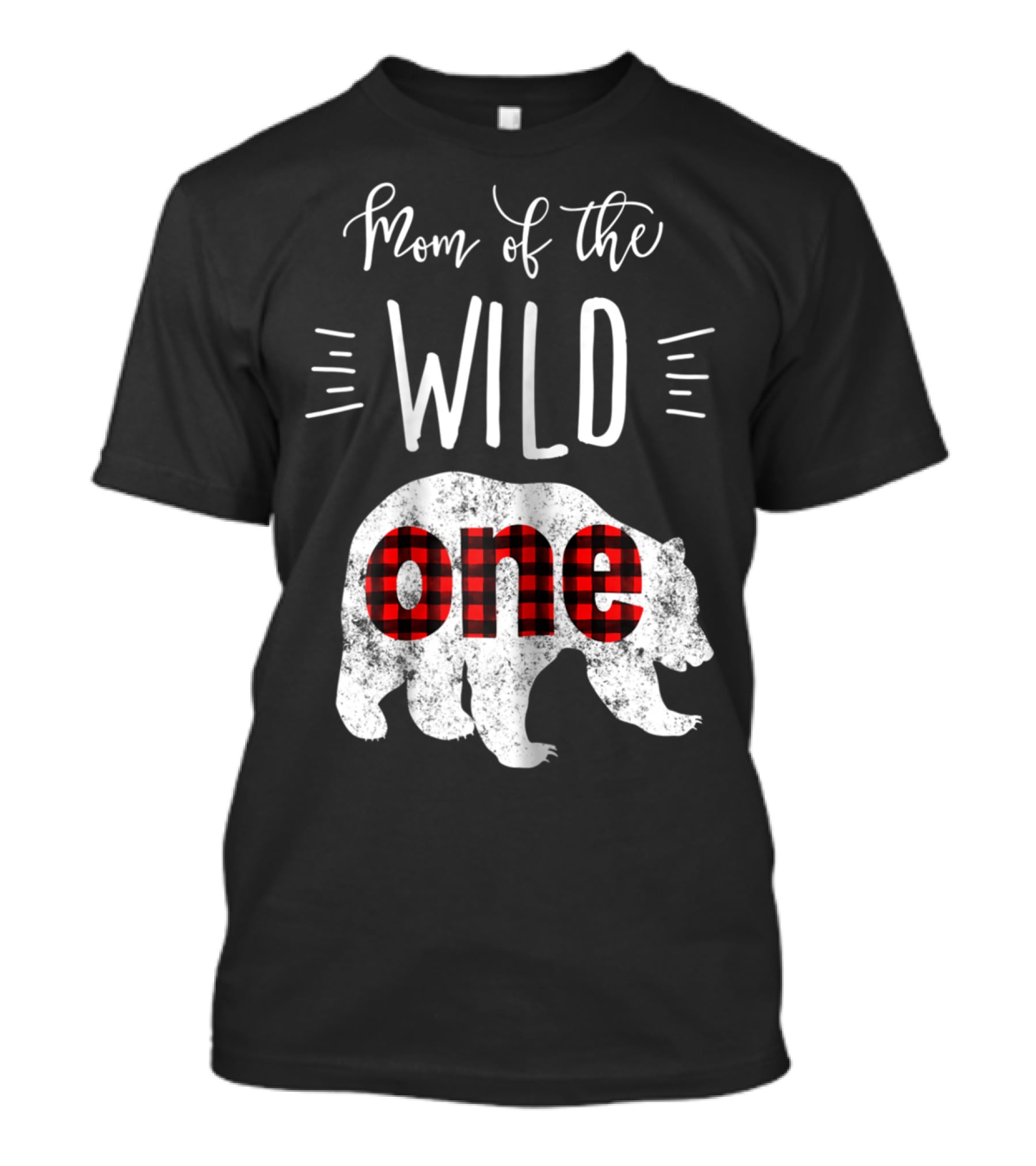 Mom Of The Wild One Bear Lumberjack Plaid T-Shirt