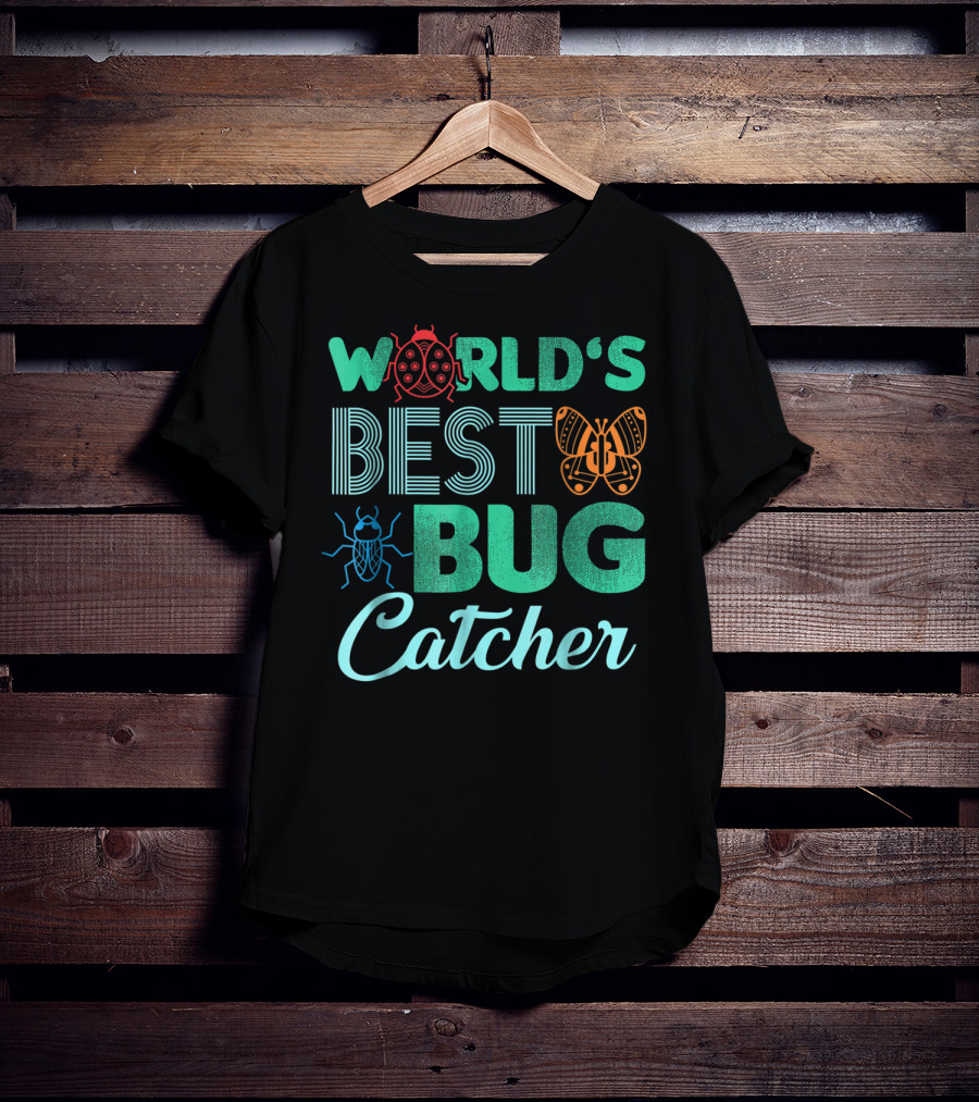 World's Best Bug Catcher Hunter Featuring Butterfly And Ladybug T-Shirt
