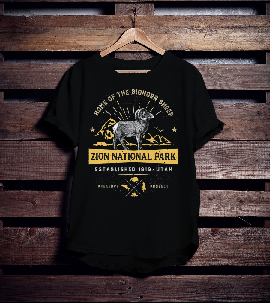 Home Of The Bighorn Sheep Zion National Park Established 1919 Utah Preserve Protect T-Shirt