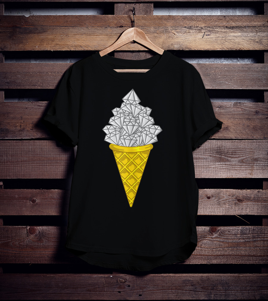 Diamond Icecream Waffle Cone With Gemstone Scoops T-Shirt