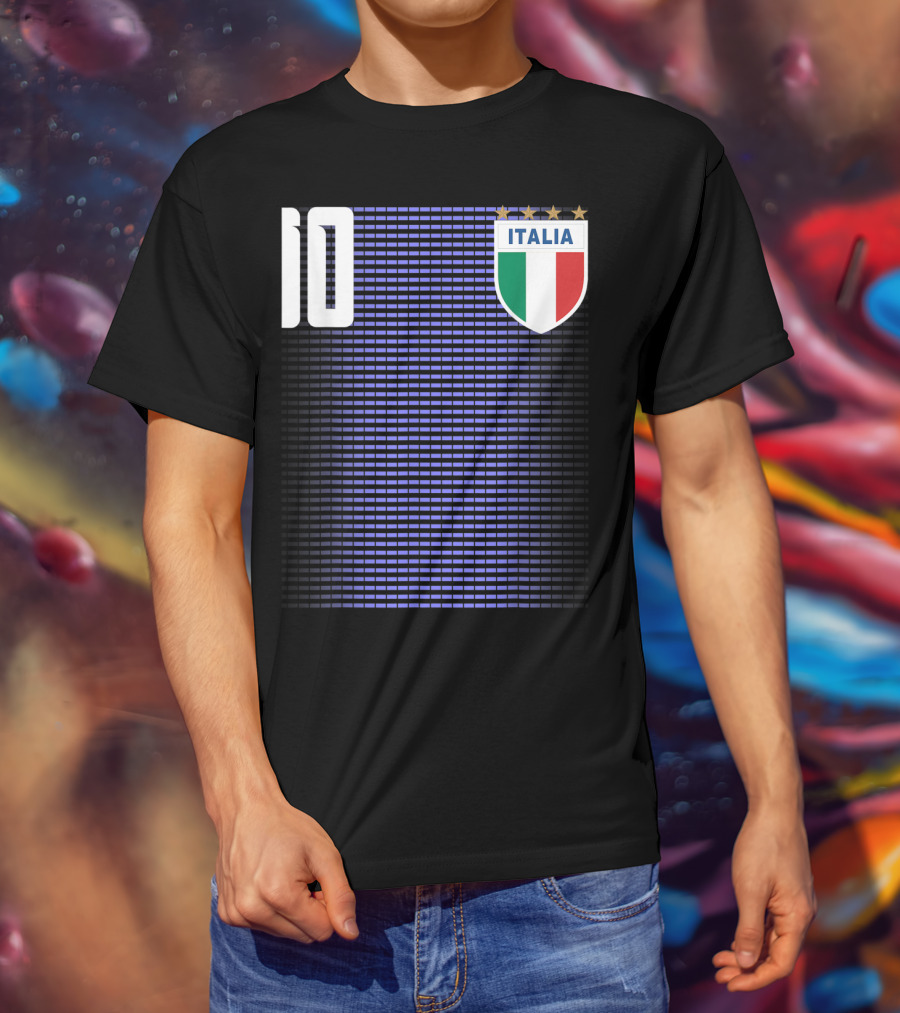 Italia Italian Italiano Italy Calcio Soccer Jersey Number 10 Crest With Stars T-Shirt