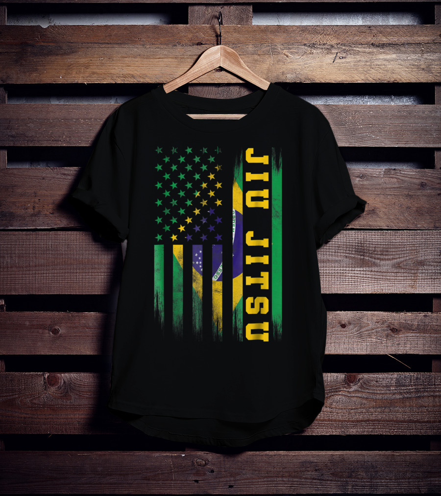 Jiu Jitsu Brazilian BJJ Brazil United States Flag T-Shirt