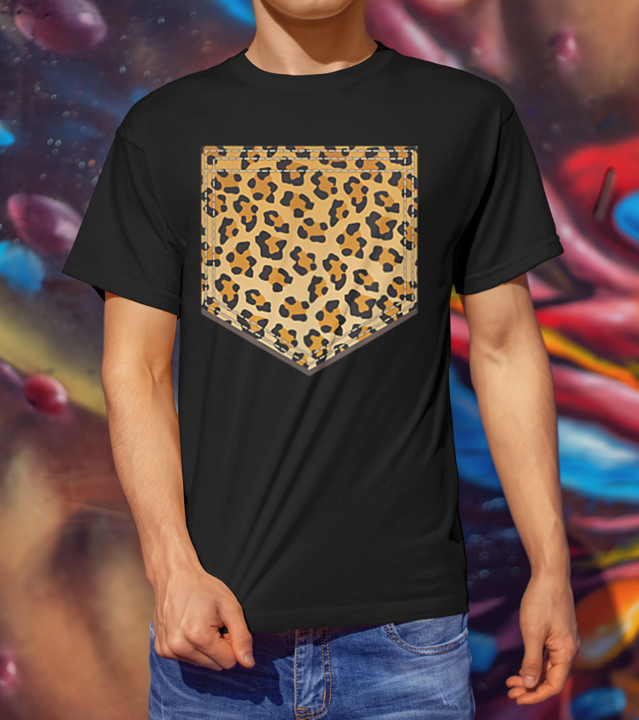 Leopard Print Pocket Cool Animal Lover Cheeta T-Shirt