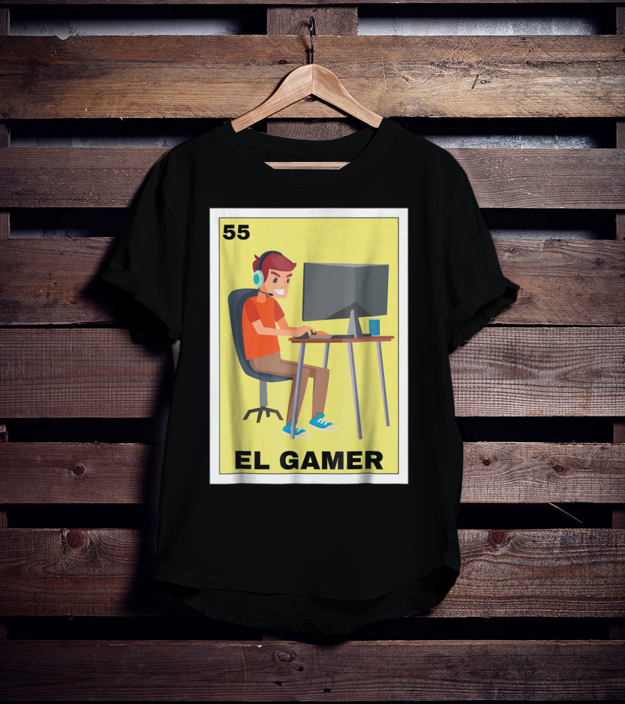 55 Loteria El Gamer Mexican Video Game Card T-Shirt