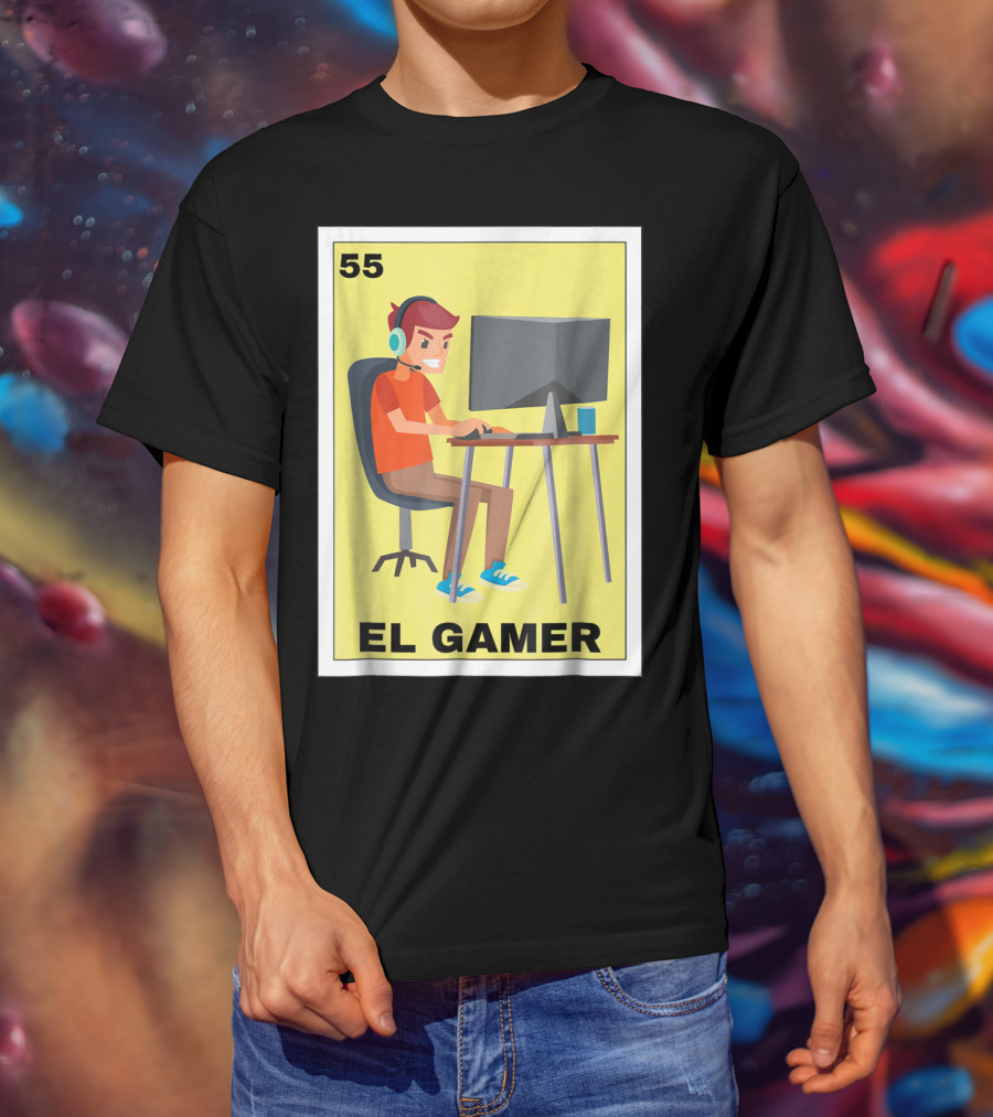 55 Loteria El Gamer Mexican Video Game Card T-Shirt