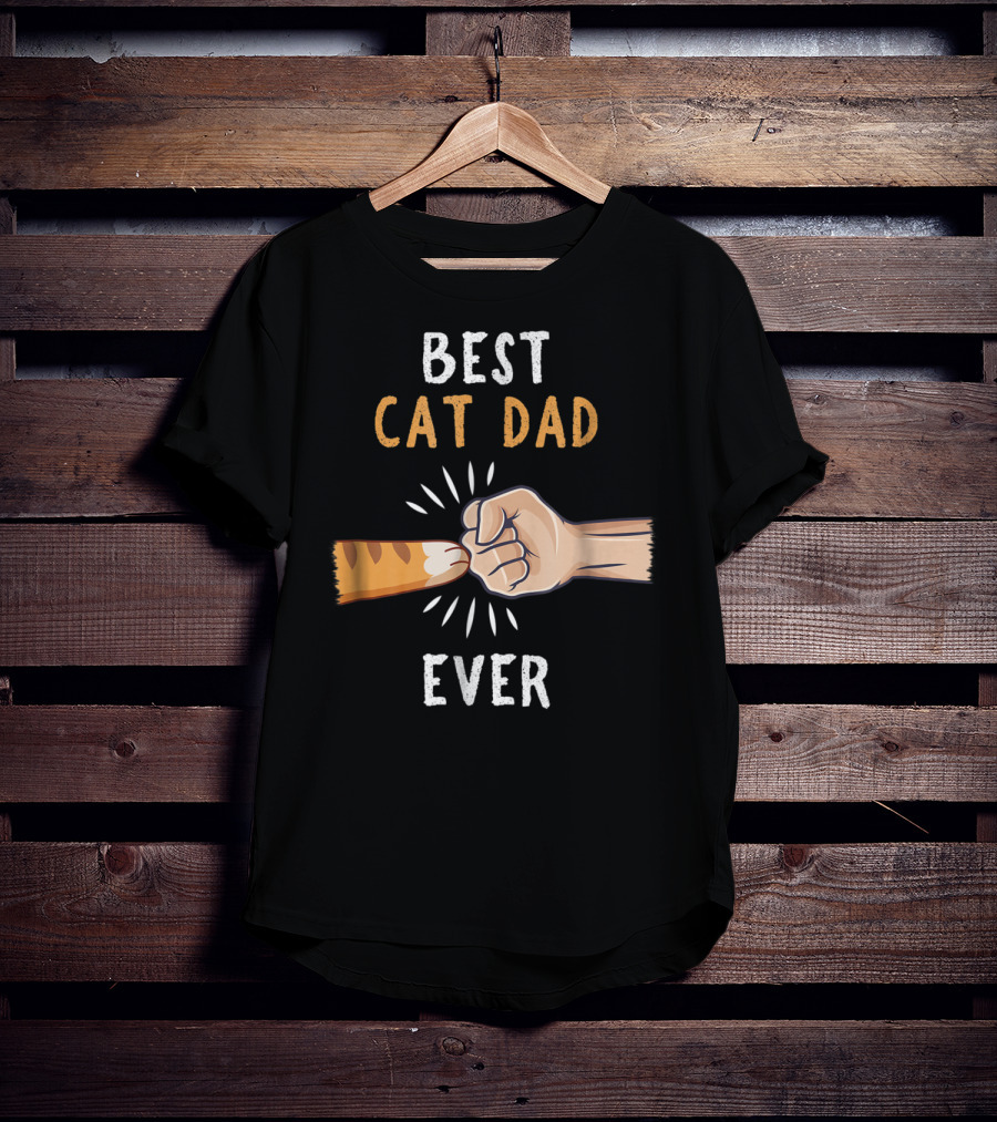 Best Cat Dad Ever Paw Fist Bump T-Shirt