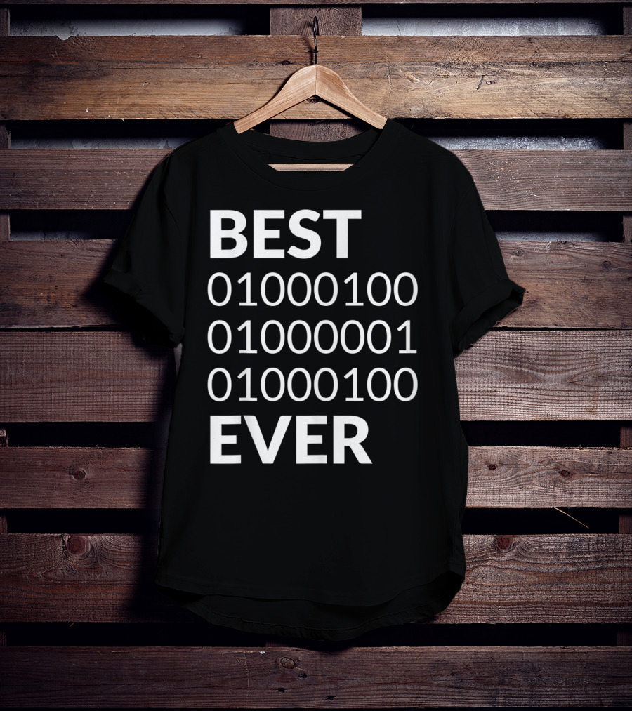 Mens Best Dad Ever Binary Code 01000100 01000001 01000100 T-Shirt