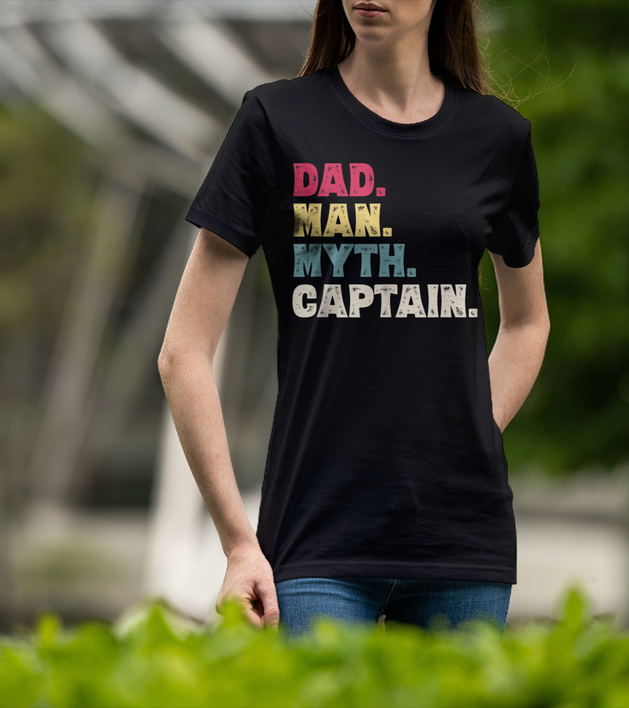 Dad Man Myth Captain Funny Father's Day Vintage T-Shirt