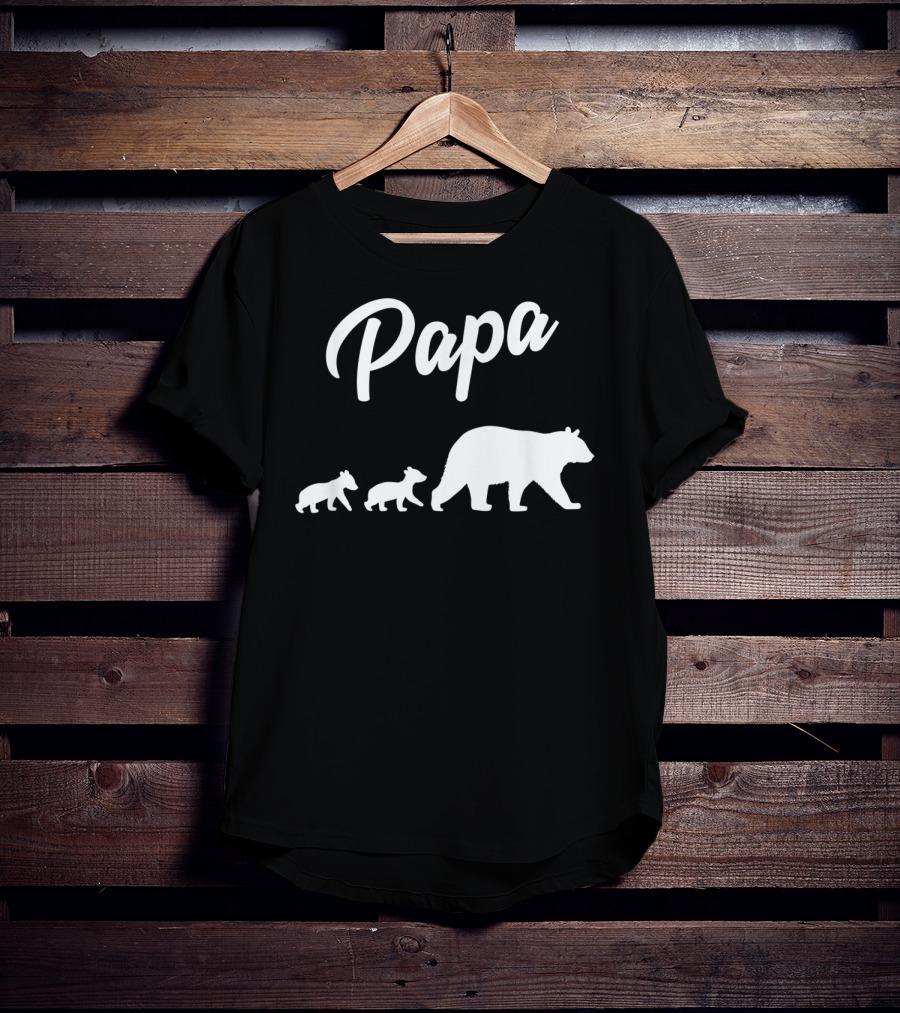 Papa Bear With Two Cubs Mens Twin Dad 2 Kids Fath T-Shirt