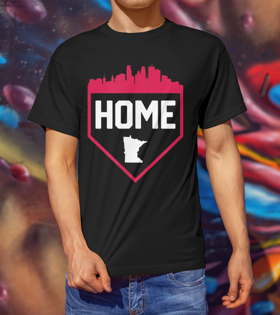 Minneapolis Minnesota Home Plate Baseball Skyline T-Shirt