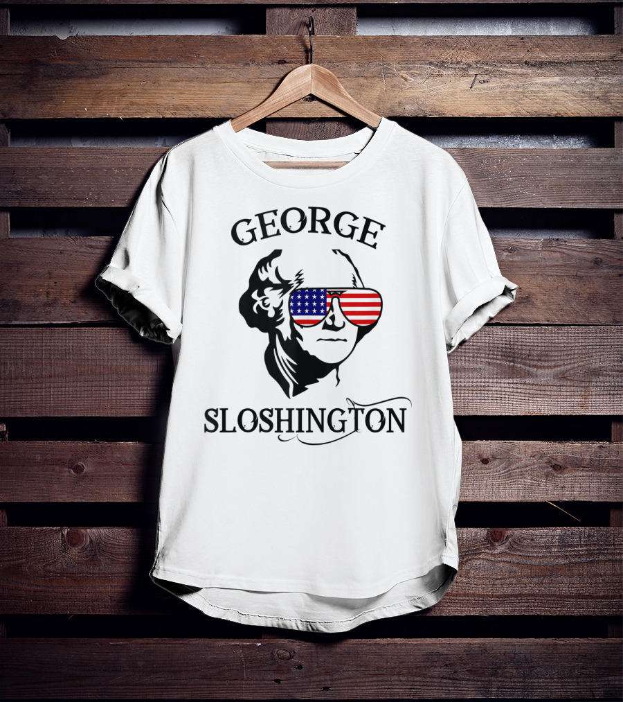 George Sloshington American Flag Sunglasses Mount Sloshmore T-Shirt