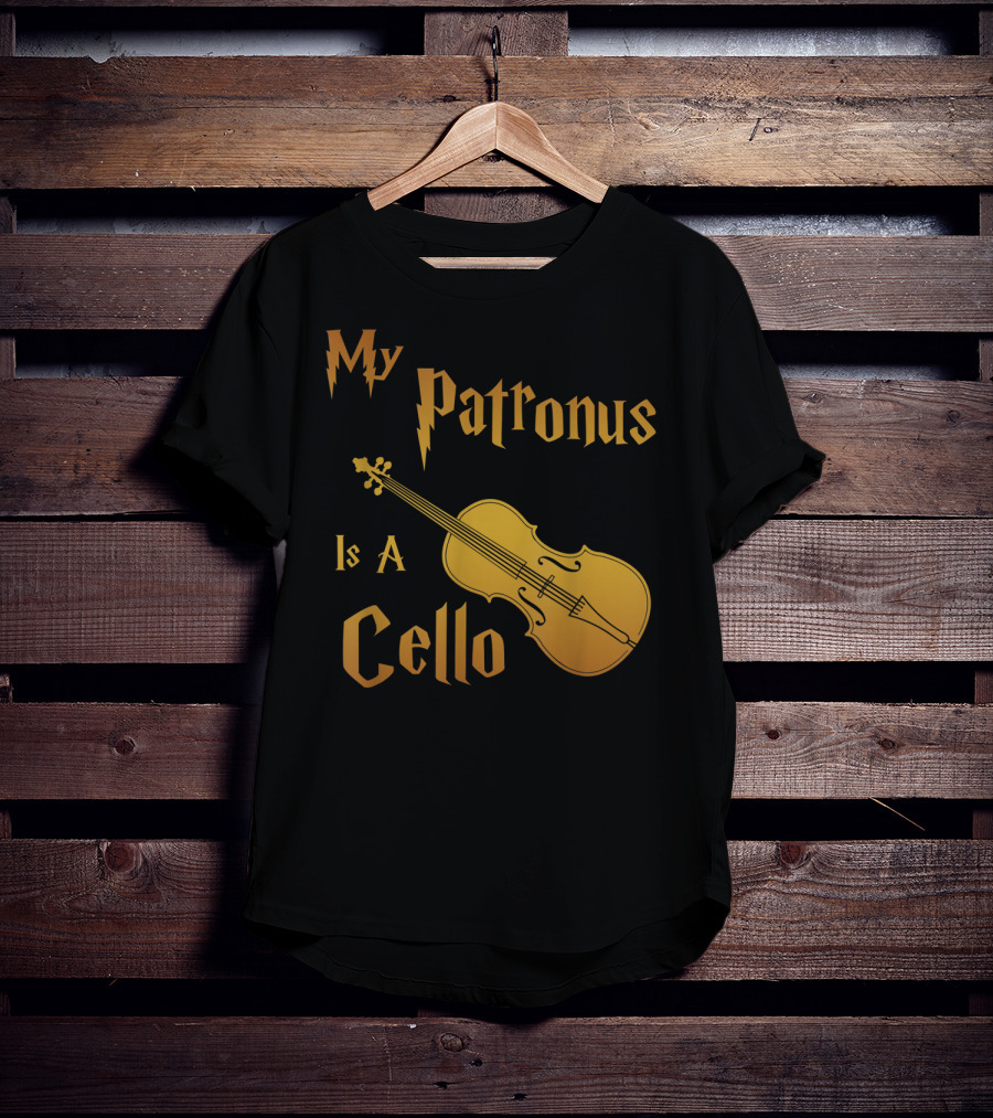 My Patronus Is A Cello For Cello Players With Lightning Font Inspired By Fantasy Magic T-Shirt