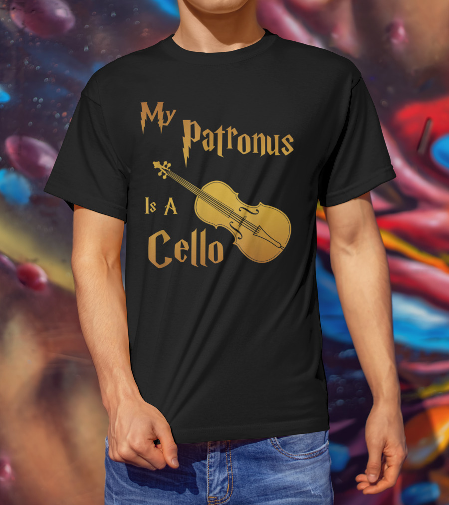 My Patronus Is A Cello For Cello Players With Lightning Font Inspired By Fantasy Magic T-Shirt