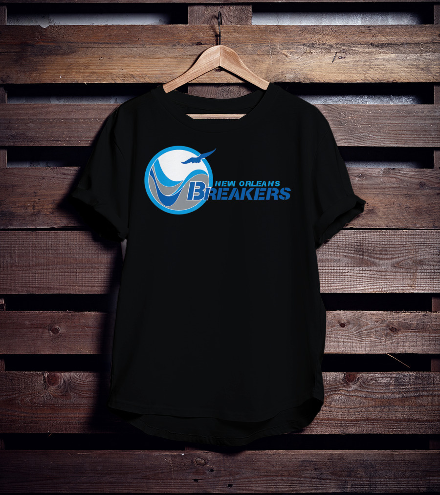 New Orleans Breakers Football Team Logo Blue Bird Ocean Wave T-Shirt