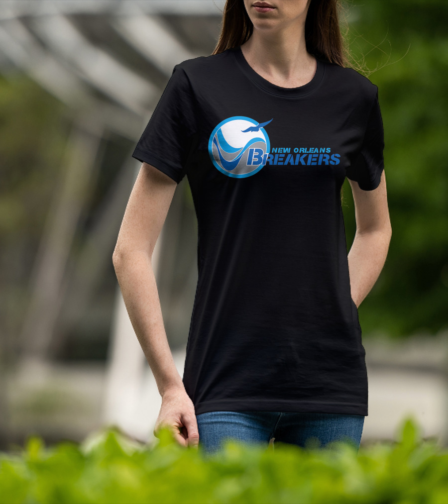 New Orleans Breakers Football Team Logo Blue Bird Ocean Wave T-Shirt