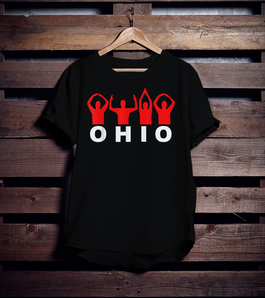 Ohio State Home Pride O-H-I-O Gesture In Red And White T-Shirt