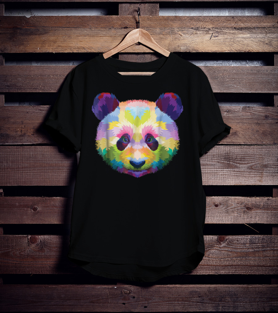 Colorful Pop Art Style Panda Head Vibrant Palette T-Shirt