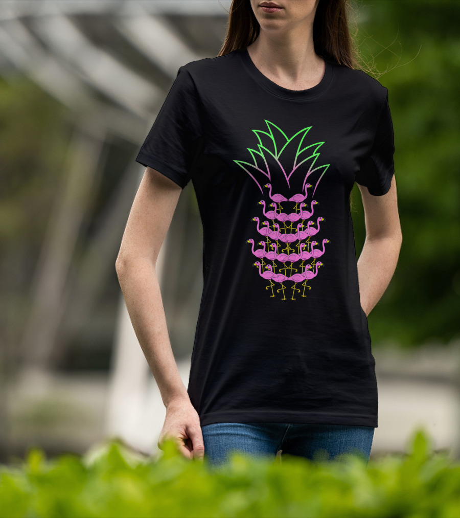 Pineapple Flamingo Neon Stack Formation T-Shirt